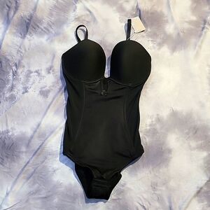 Va Bien Womens Ultra Lift Plunge Firm Control Bodysuit